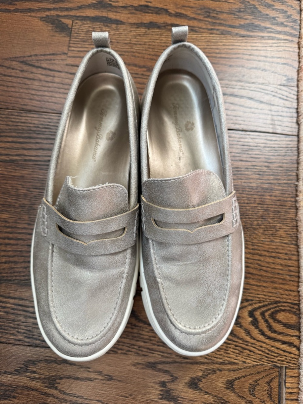 Tommy Bahama Metallic Taupe Penny Loafers